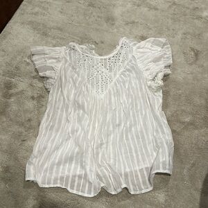 White lace and striped top universal thread size medium